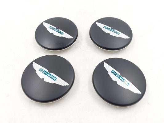 2024 ASTON MARTIN DB12 VOLANTE WHEEL CENTER CAP SET OF 4 BLACK W/ WHITE *NOTE