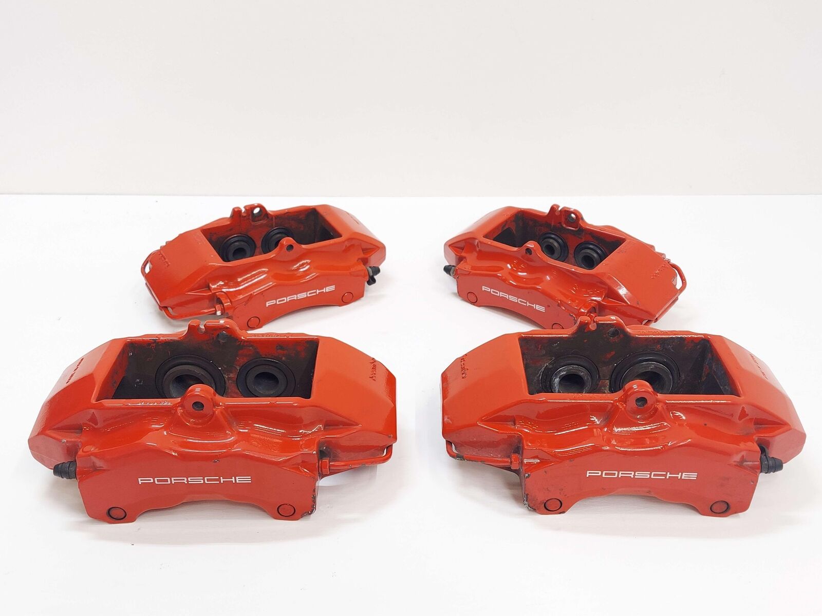 01-12 PORSCHE 911 997 CARRERA S 3.8L SET OF 4 BREMBO BRAKE CALIPERS RED *CHIPS*