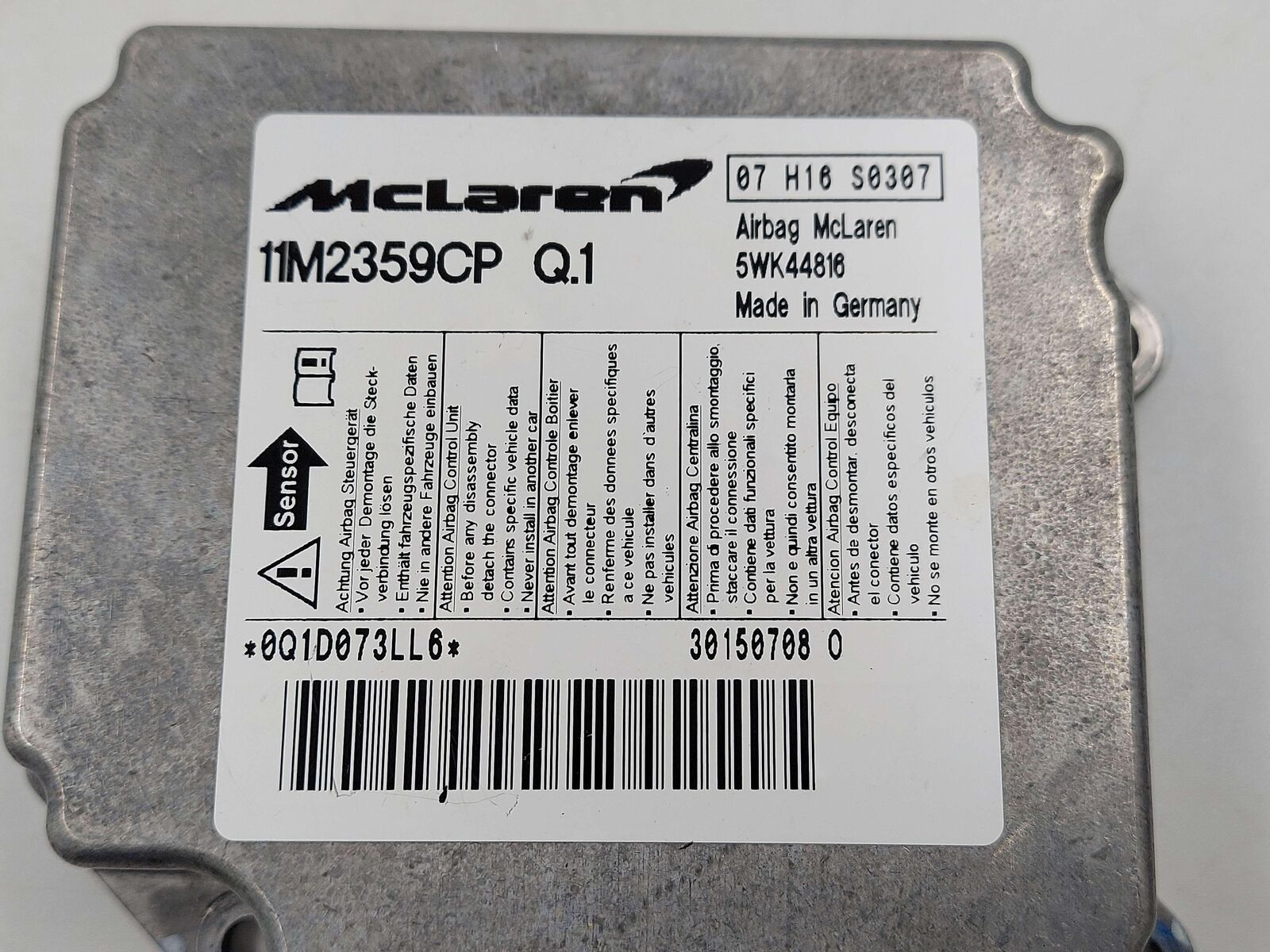 2016 MCLAREN 540C AIR SRS BAG CONTROL MODULE 11M2359CP *NOTE