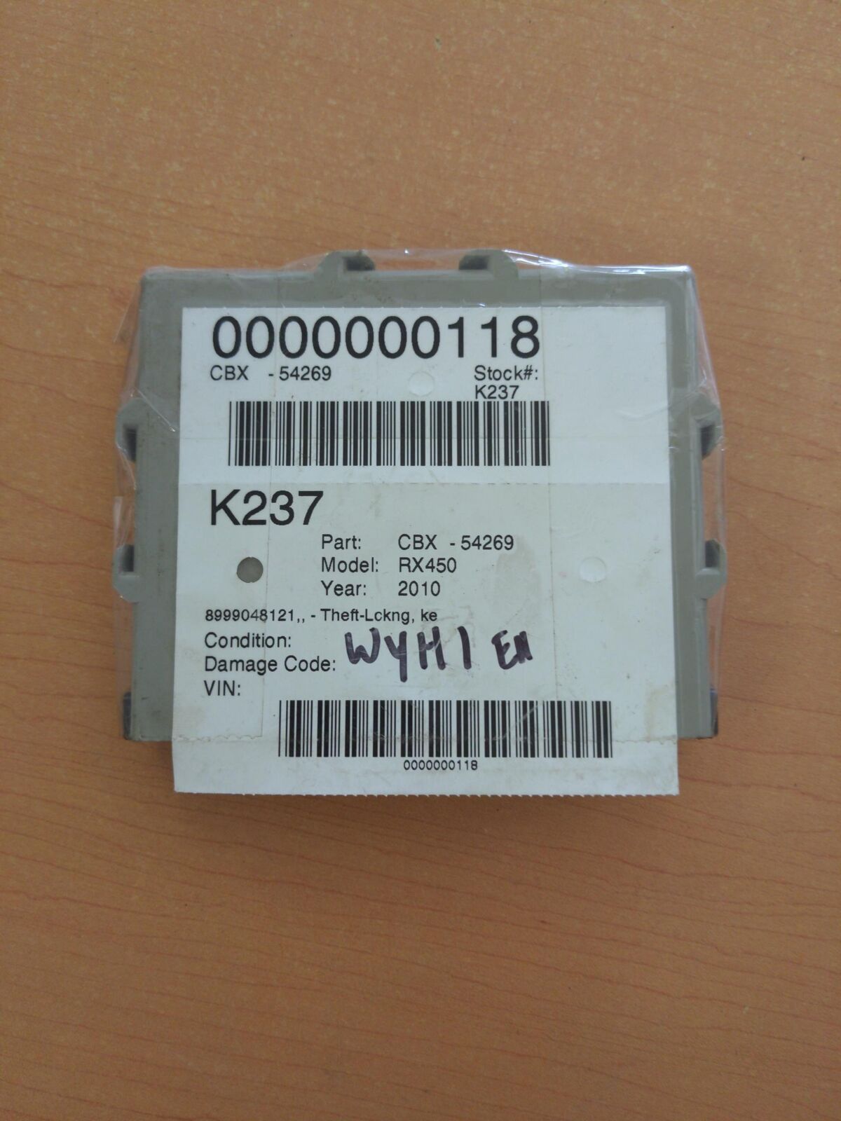 K237 LEXUS RX450 HYBRID 2010 8999048121 SMART KEY CONTROL MODULe