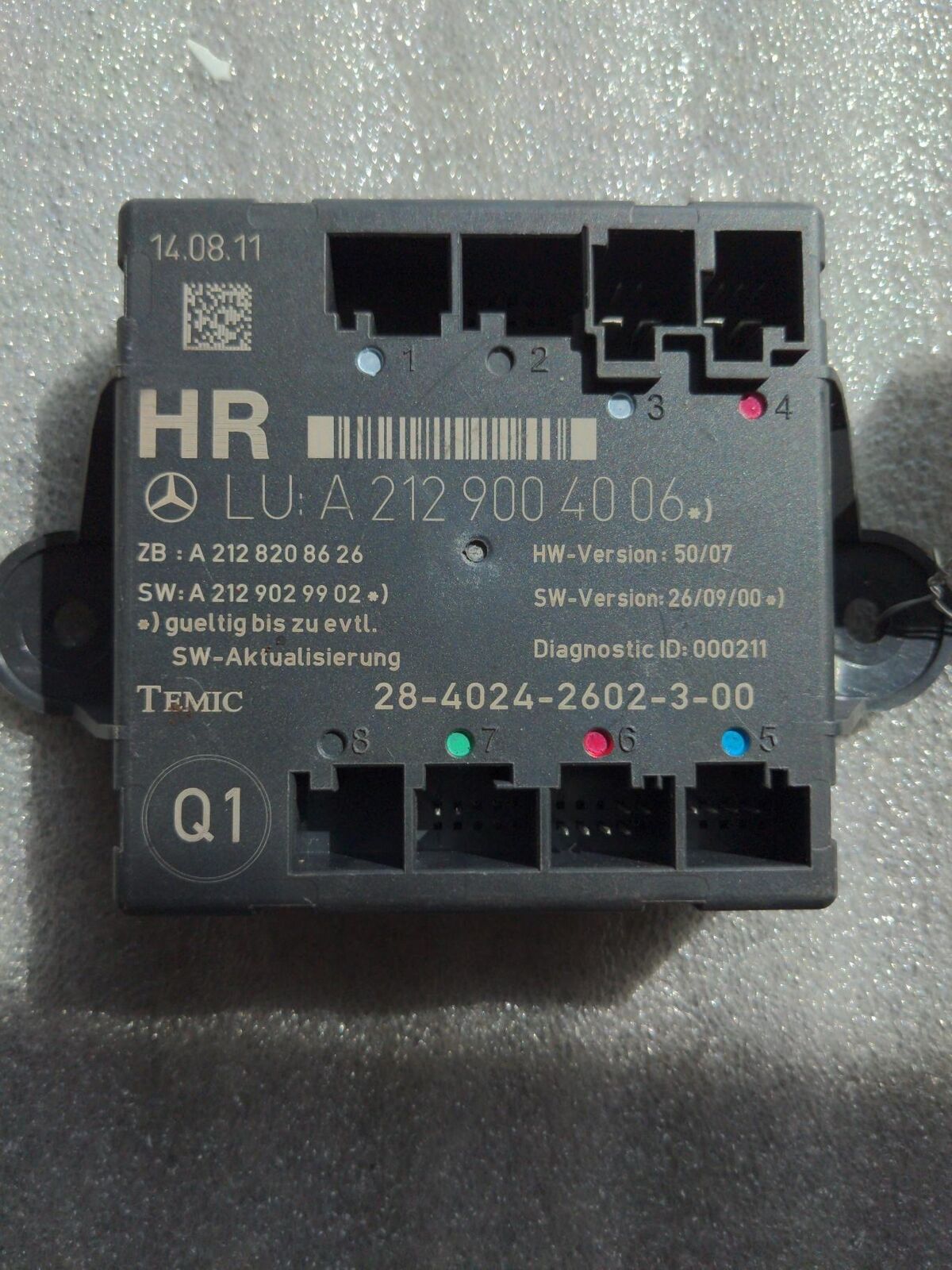 11 12 MERCEDES C-CLASS 2129004006 REAR RIGHT DOOR CONTROL MODULE