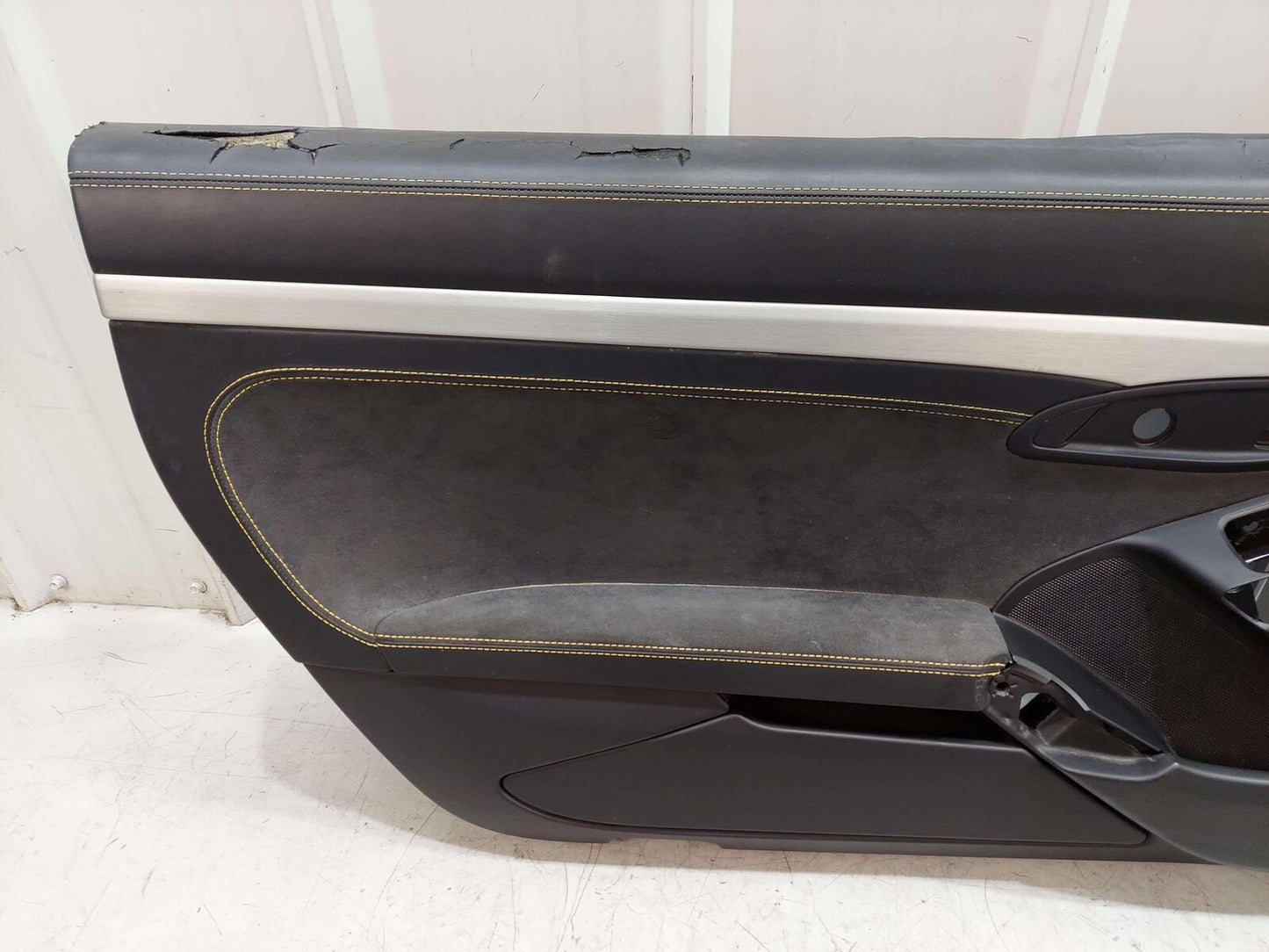 16 PORSCHE CAYMAN GT4 981 LEFT DOOR TRIM PANEL ALCANTARA YELLOW STITCHING