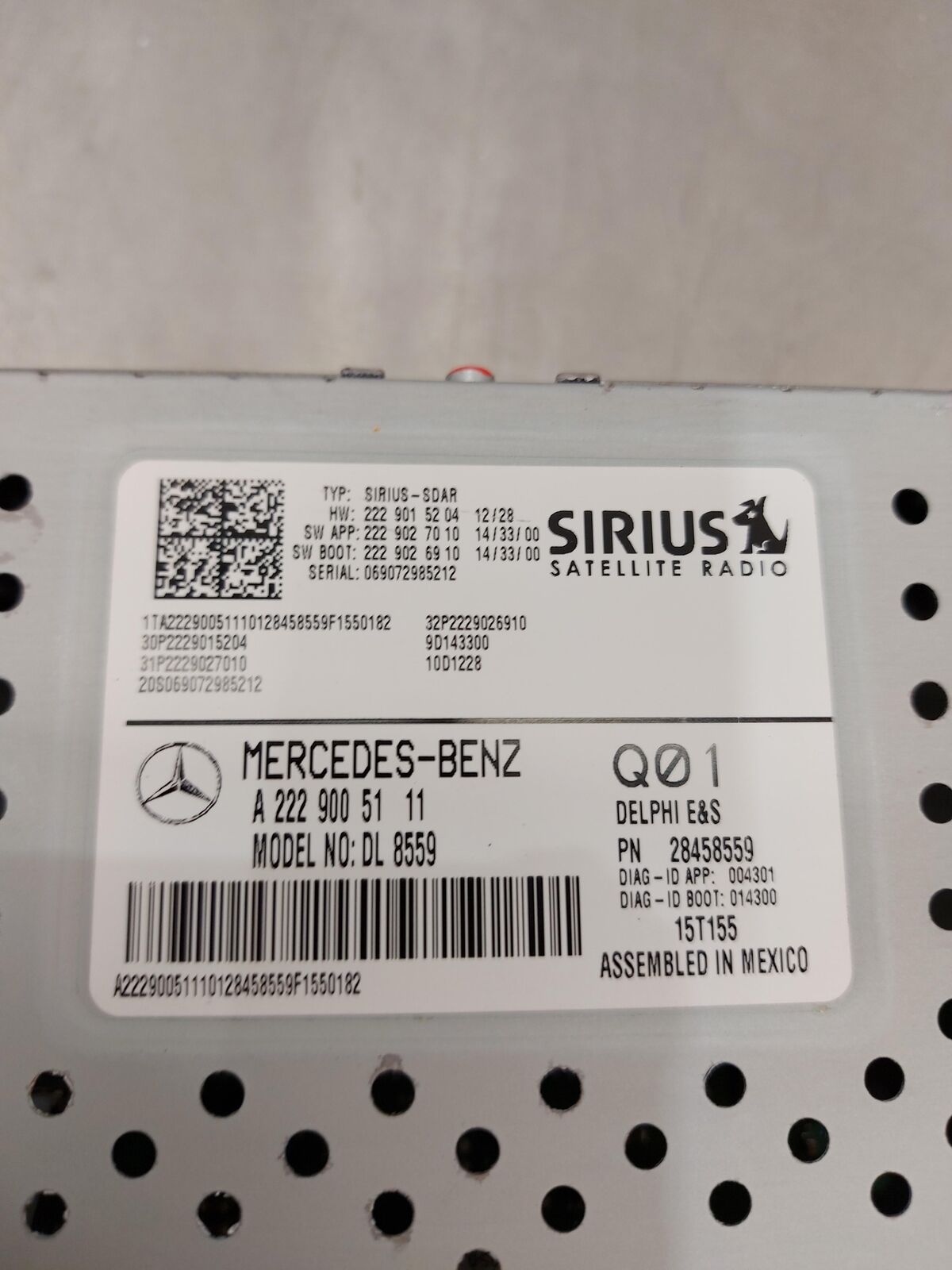 15 16 MERCEDES C63 W205 A2229005111 Sirius Receiver Sedan