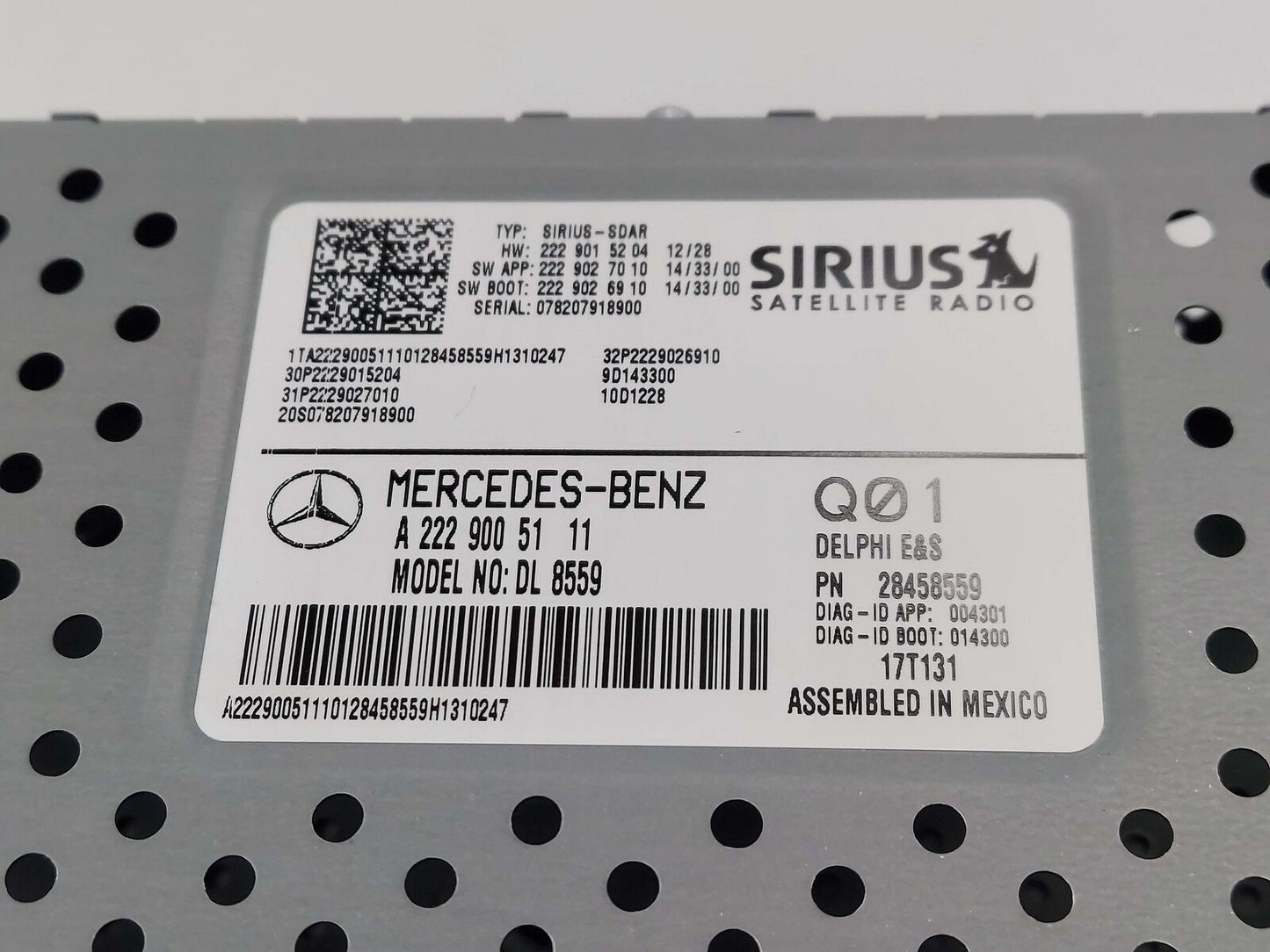 17-18 MERCEDES C63S AMG W205 SIRIUS SATELLITE RECIEVER *NOTE