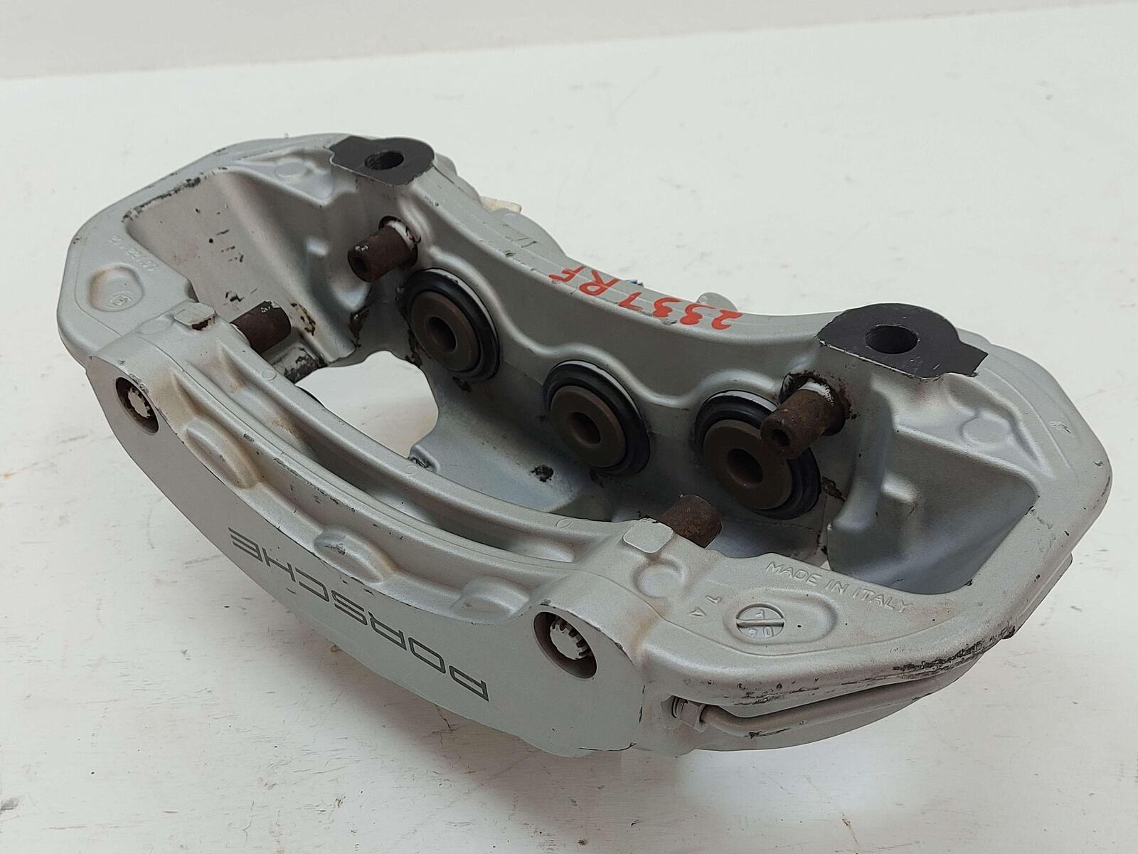 15-16 PORSCHE MACAN 95B S FRONT LEFT BRAKE CALIPER SET R H GRAY *CHIPS IN PAINT*