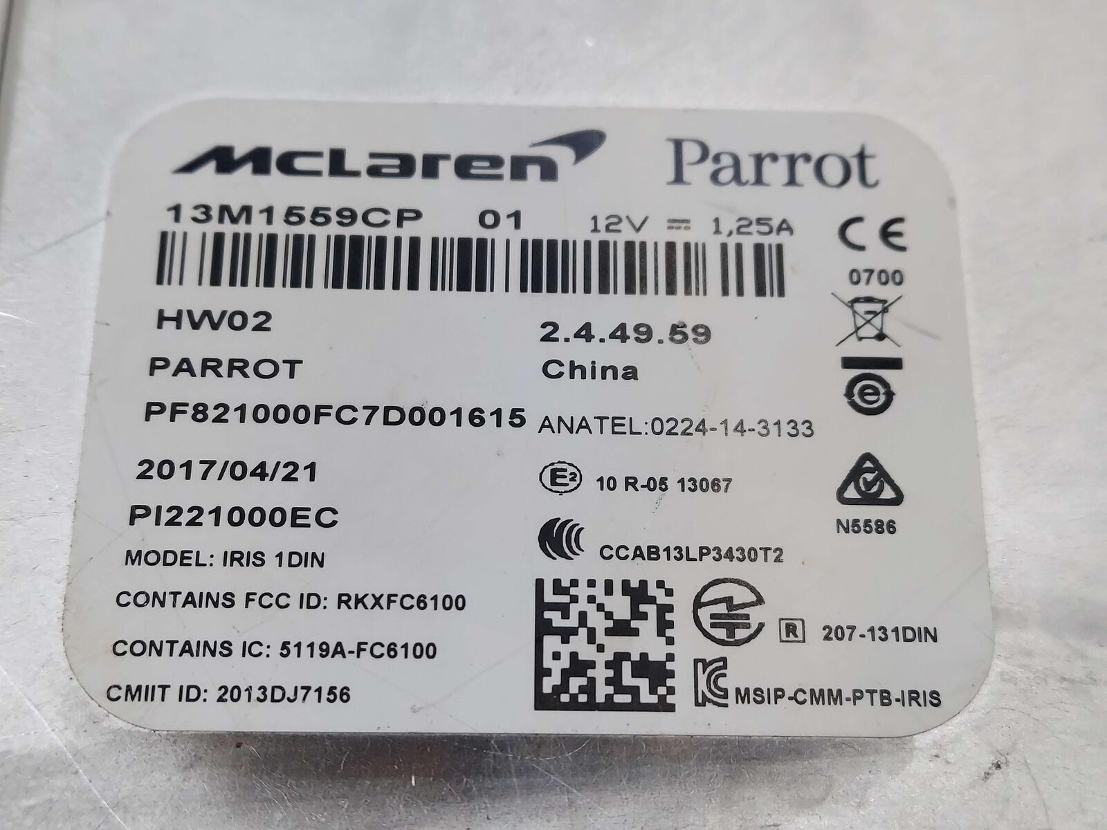 2018 Mclaren 570s Parrot GPS Navigation Control Module 13M1559CP *Note*