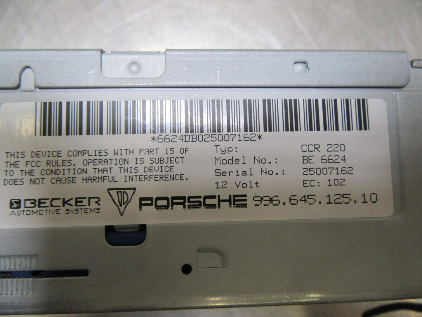 99-02 PORSCHE 911 996 Targa Radio Reciever *Locked Need Code* 99664512510