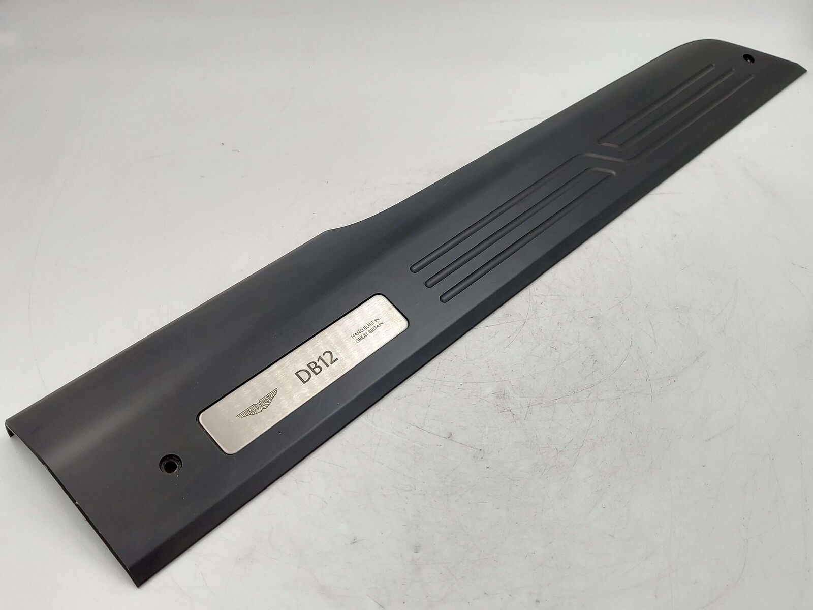 2024 ASTON MARTIN DB12 VOLANTE RIGHT SCUFF SILL PLATE TRIM BLACK W/ ALUMINUM