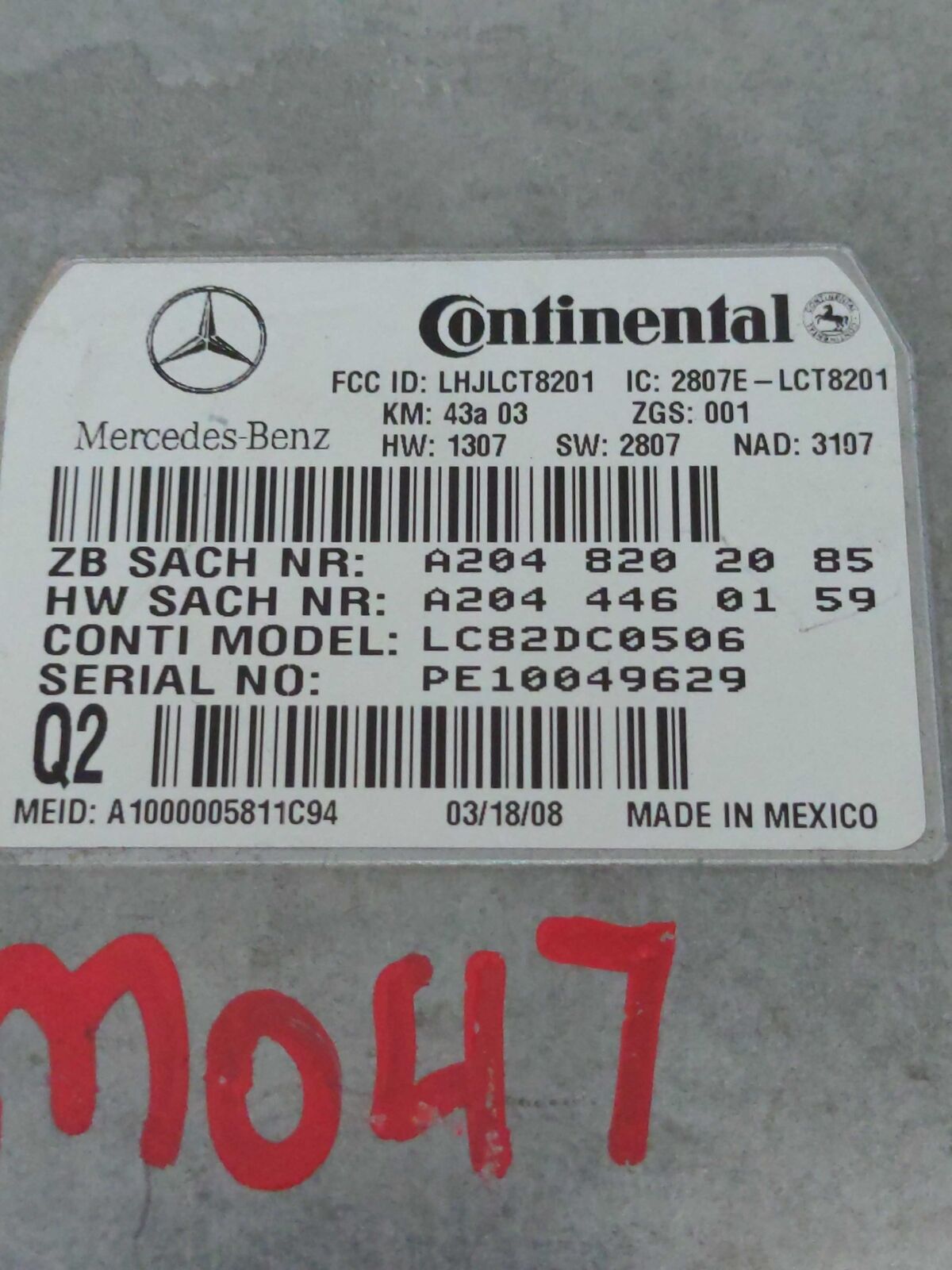 00-13 MERCEDES S63 2048202085 Communication MODULE