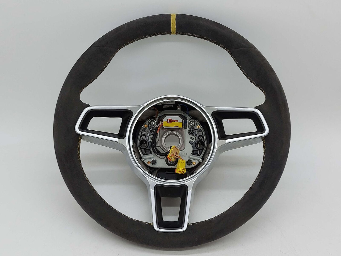 16 PORSCHE CAYMAN GT4 981 STEERING WHEEL ALCANTARA W/ YELLOW STITCHING