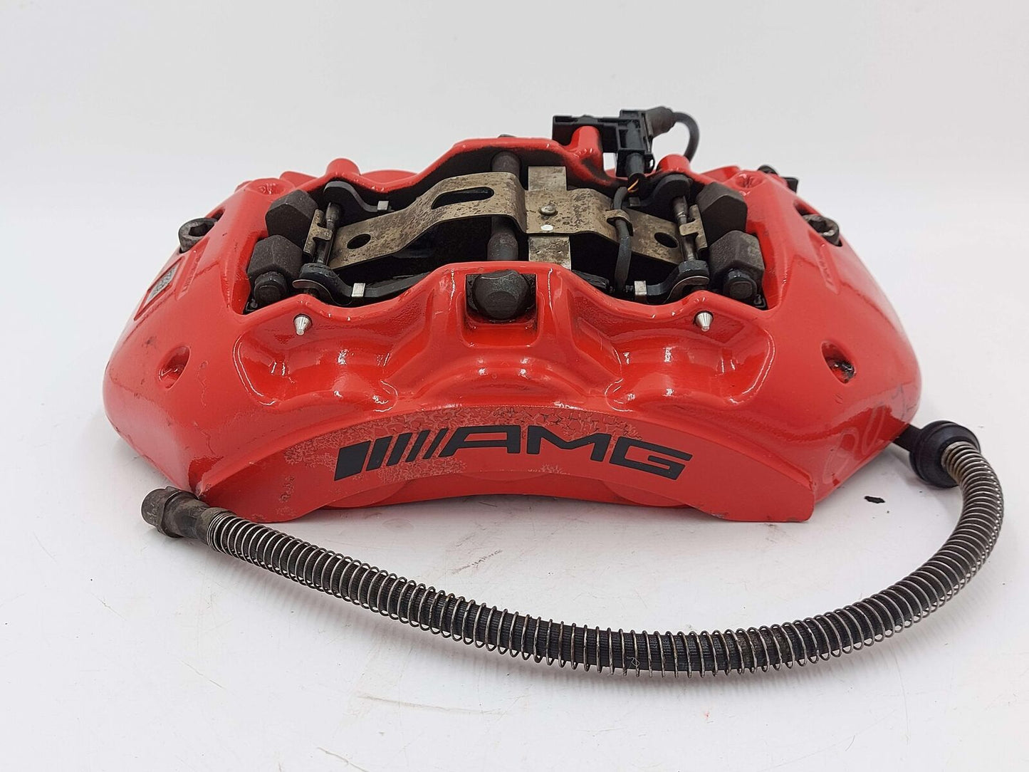 15-21 MERCEDES C63S AMG W205 FRONT RIGHT BRAKE CALIPER RED *CHIPS/PAINT PEELING*