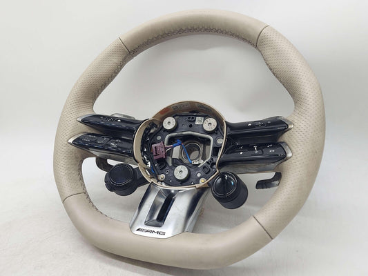 22-23 MERCEDES AMG SL63 R232 STEERING WHEEL HEATED BEIGE LEATHER 835A *NOTE