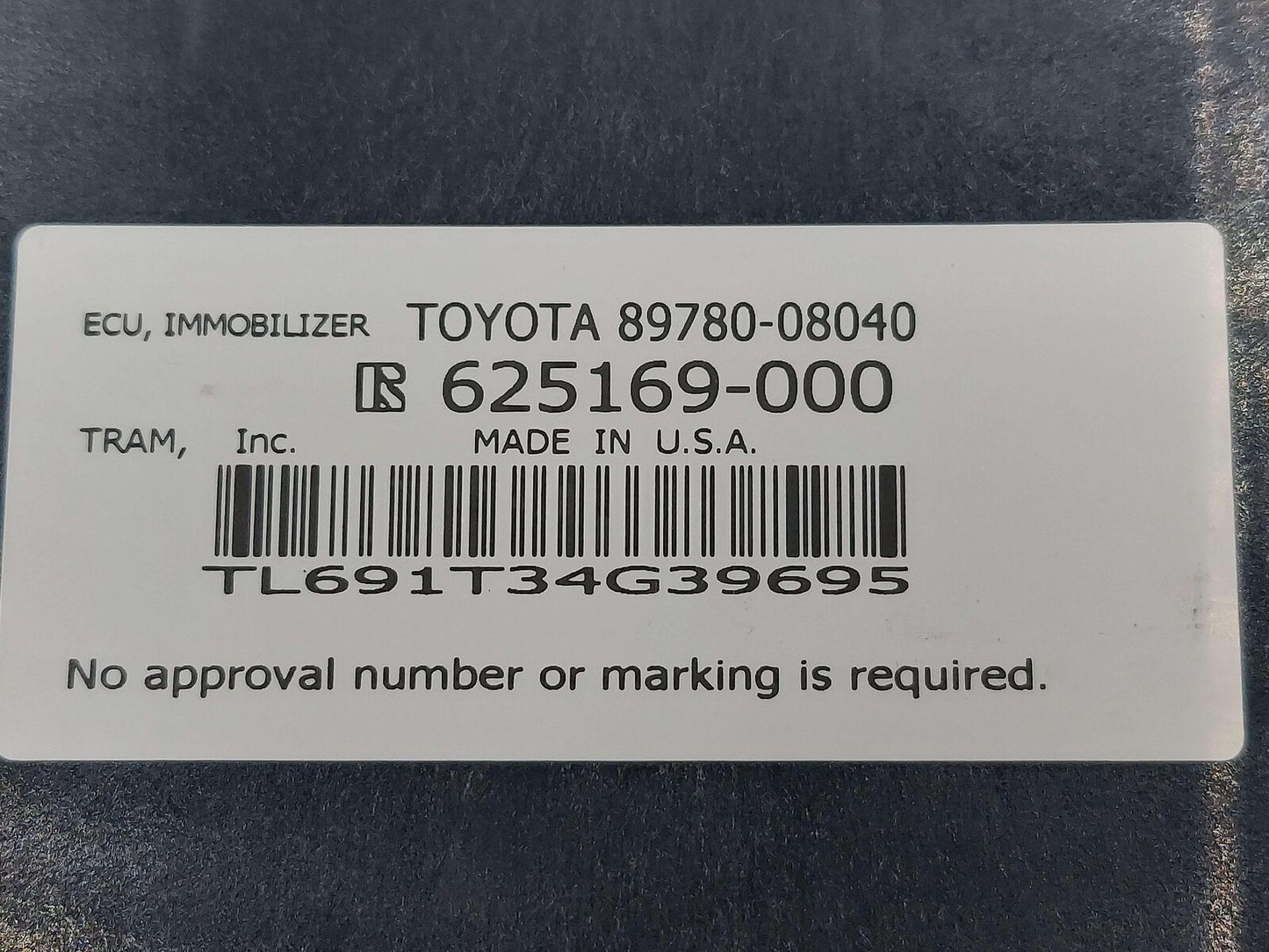 11-14 TOYOTA SIENNA ECU IMMOBILIZER CONTROL MODULE 89780-08040