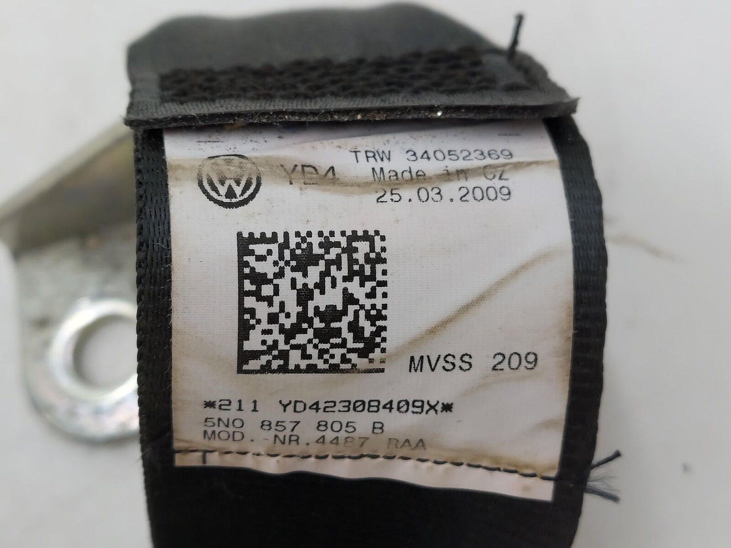 2009 VW Tiguan Rear LH Left Seat Belt Black (TW) Retractor 5N0857805B