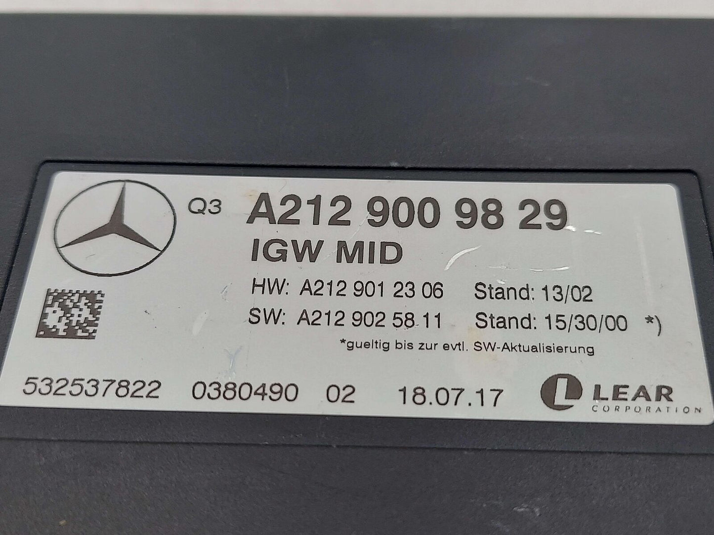 16-19 MERCEDES GLE63S AMG W166 Gateway Body Control Module 2129009829 2129009829