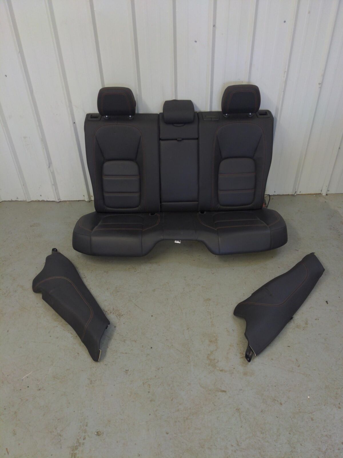 19 JAGUAR F-PACE Rear Seat SET Black Leather Tan Stitching With Armrest *NOTES*