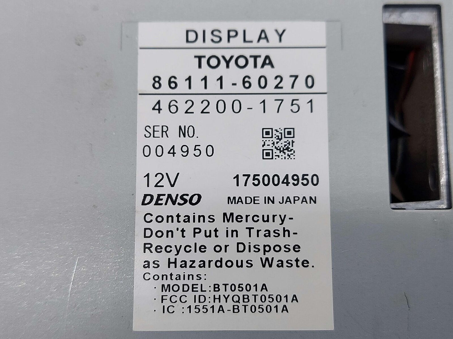 07 LEXUS GX470 NAVIGATION DASH DISPLAY SCREEN 86111-60270