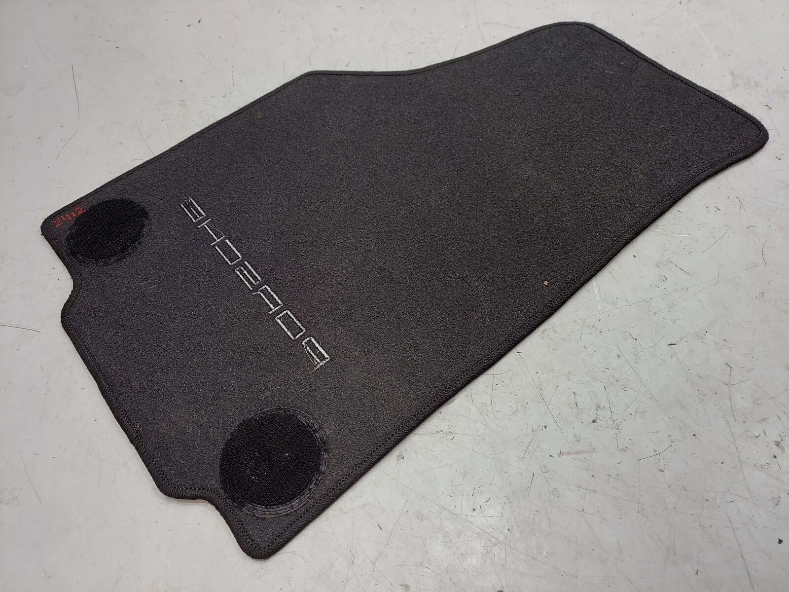 2001 PORSCHE 911 996 CARRERA FRONT FLOOR MAT 'PORSCHE' BLACK CARPET *NOTE