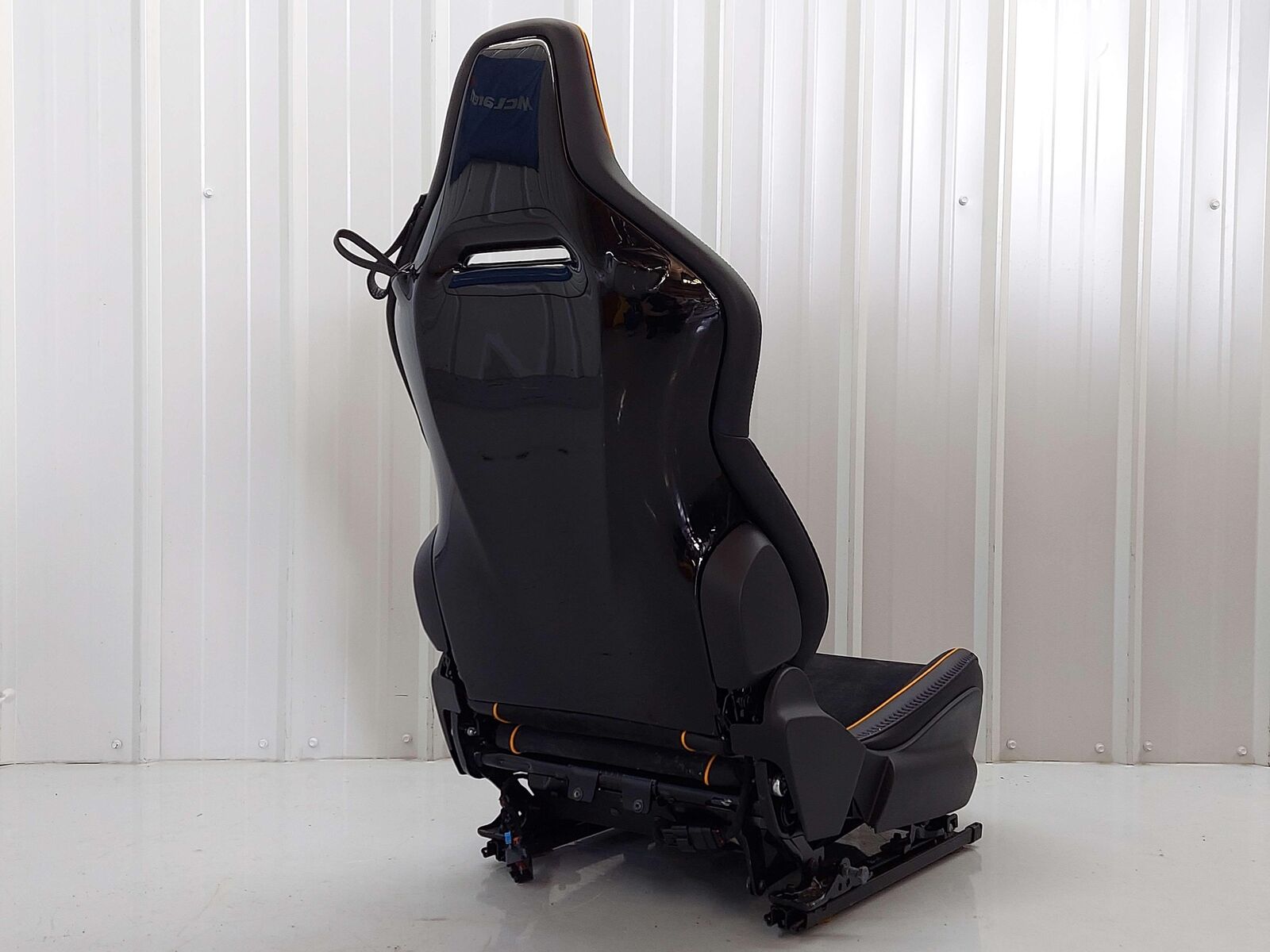 2023 Mclaren Artura Front LH Left Seat Black Alcantara Leather W/ Orange Piping