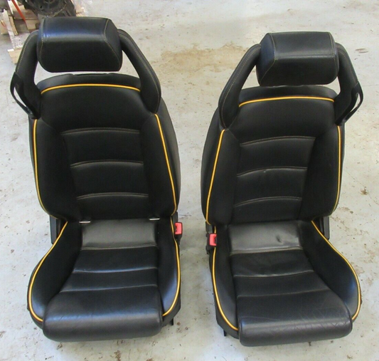 2008 Lamborghini Gallardo 5.0L Spyder Left Right SEAT SET BLACK / YELLOW LEATHER